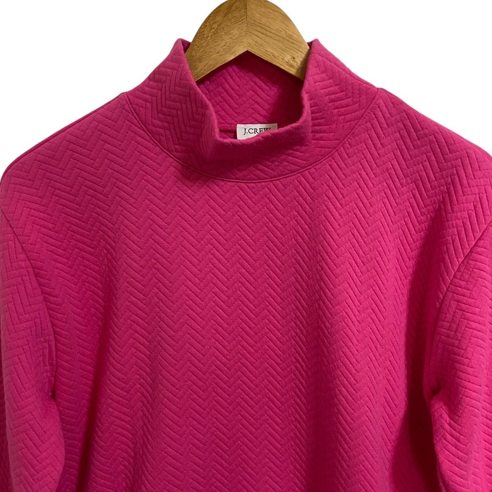 J.Crew Pink Herringbone Quilted Mock Neck Side Snap Pullover Preppy Size Small - Picture 6 of 10